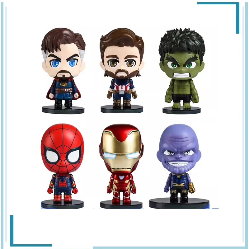 Genuine The Avengers Doctor Strange Robert Bruce Banner Thanos Spider-Man Steve Rogers Q-version Keepsake Figure Model Toys