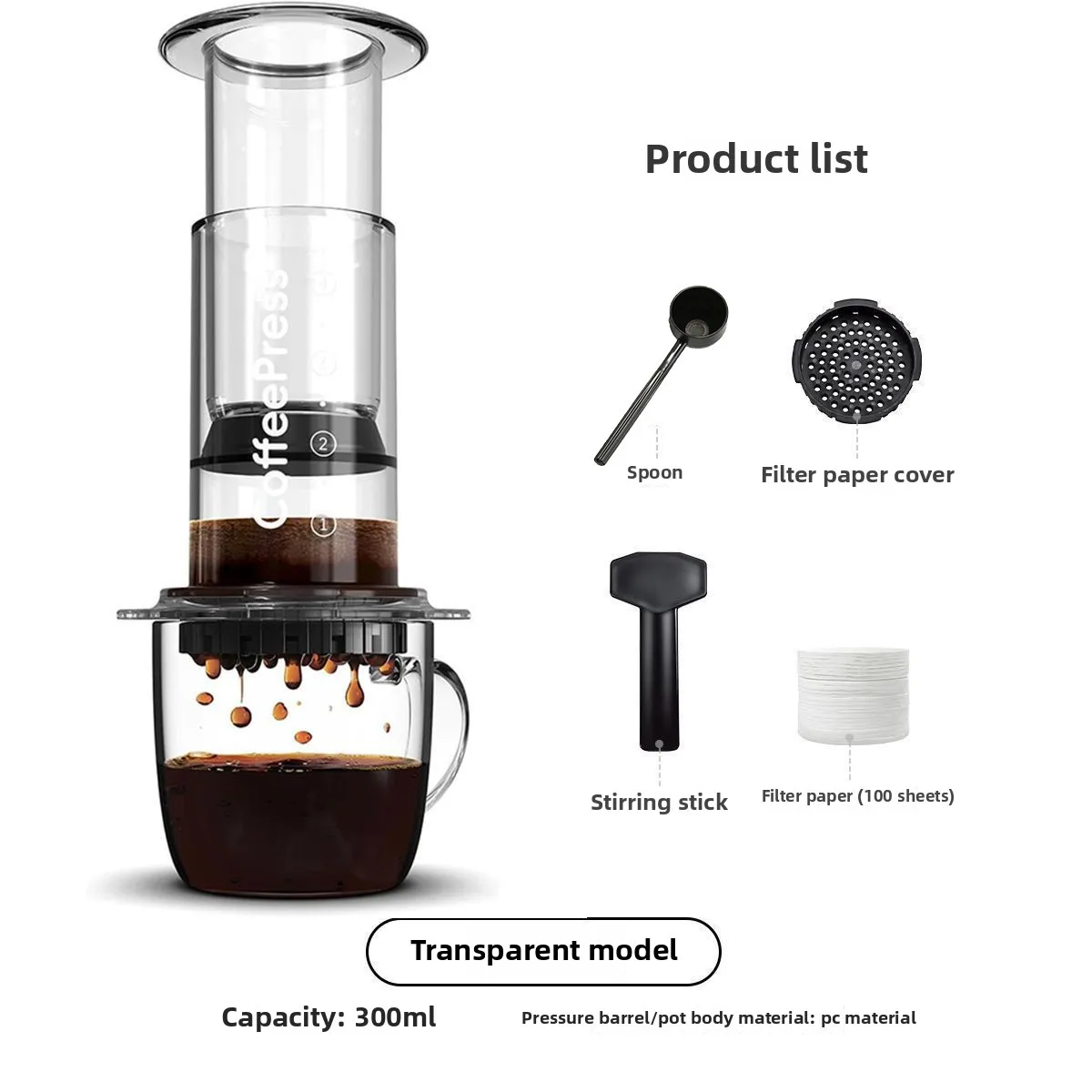Espresso Coffee Maker Portable French Press Barista Tool Coffee Pot Air Press Coffee Machine With Filters for AeroPress tools