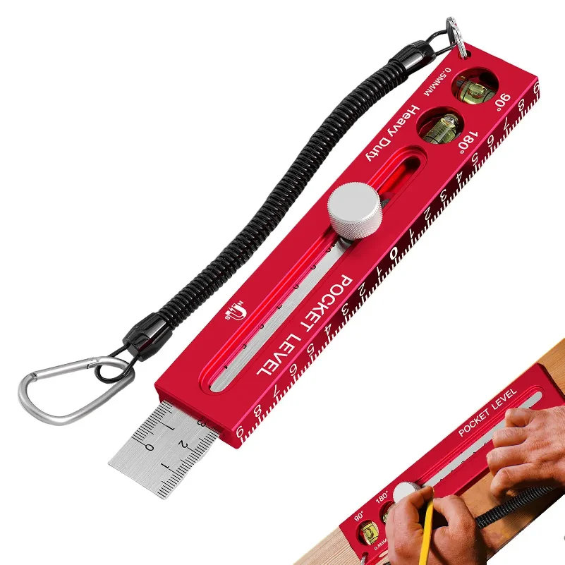 1PC Woodworking ToolsRuler Precision Pocket Ruler Slide Ruler Inch/Metric T-Track Metal Slide Stops Aluminum Precision Rulerler