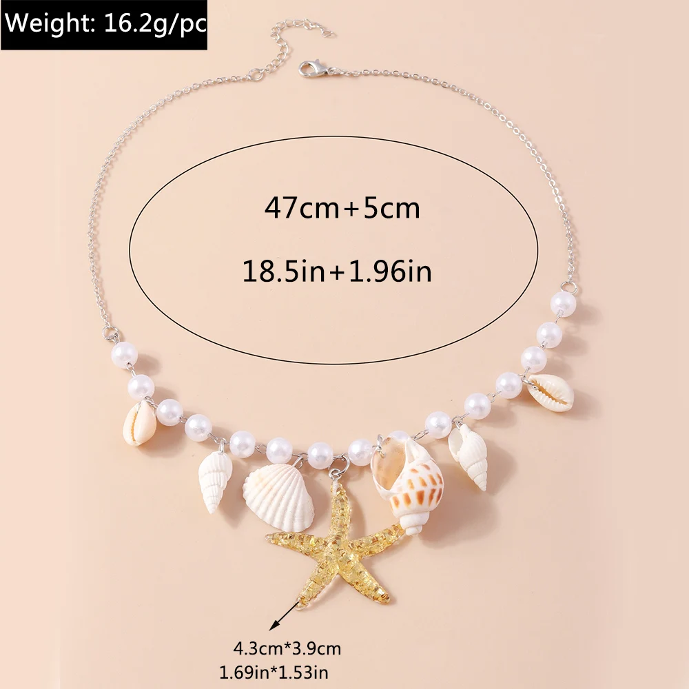 Aihua Neue Mode Perlen Seestern Muschel Shell Halsketten Halsband Sommer Strand Halsketten Für Frauen Mädchen Urlaub Schmuck Geschenke – Detail 9