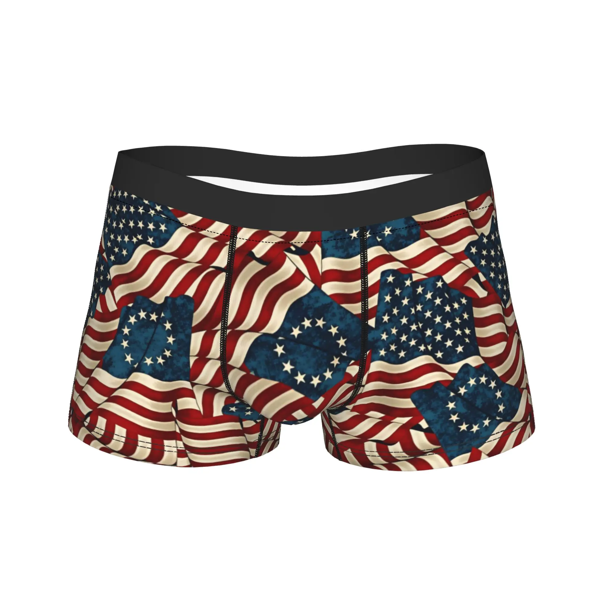 Ropa interior con bandera americana del patriotismo, calzoncillos cómodos, calzoncillos tipo bóxer estampados para hombre, calzoncillos tipo bóxer de gran tamaño con bolsa 3D