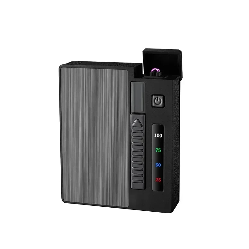 Double Arc Metal Cigarette Case Rechargeable Windproof Lighter Packs Full Pack of Cigarettes 20 PCS 10PCS Mens Gift