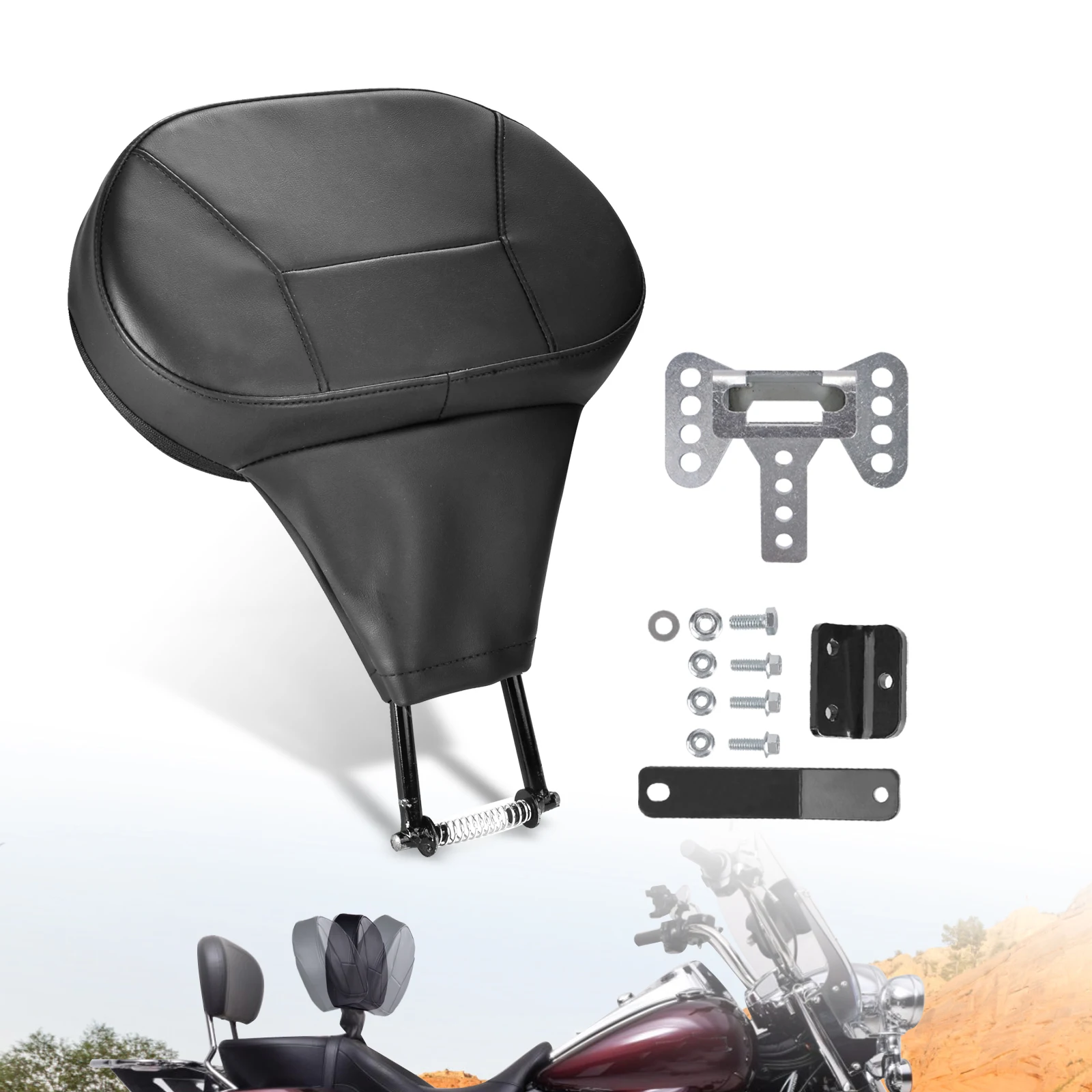 

Motorcycle Backrest Detachable Adjustable Plug-in Driver Rider Backrest Pad For Harley Street Glide Rider Touring Road King