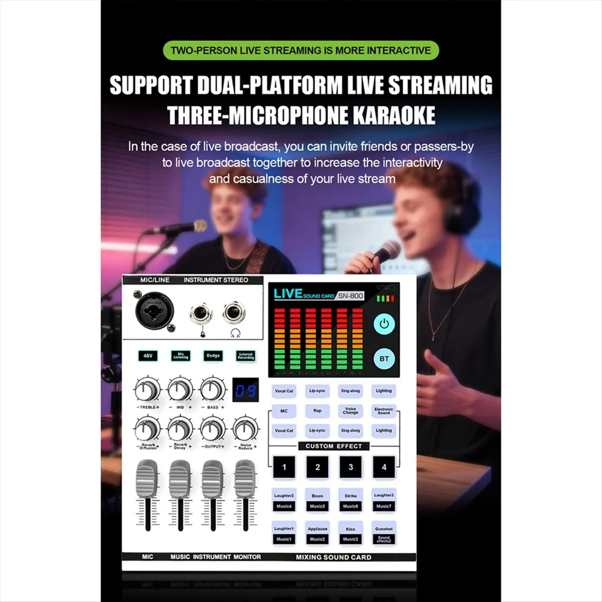 Carte son DTC5 SN800 pour diffusion en direct, changeur de voix, mixeur audio pour enregistrement, KTV, musique, carte son multi
