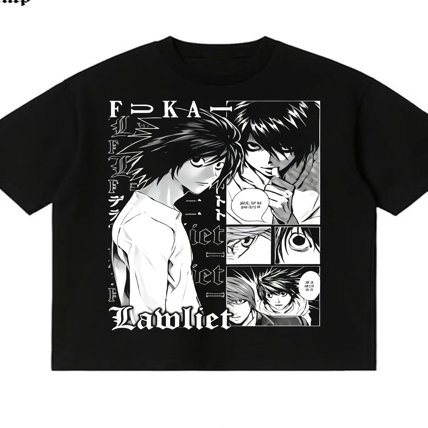 Men'S Blend Black White Split Panel Anime Character Comic Collage Graphic Oversized T-Shirt Vintage Japanese Manga Hip Hop Black Short Sleeve Tops Funny Shirt, Cute Tee,