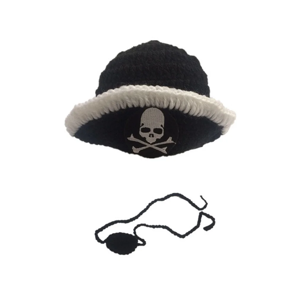 

Black Newborn Baby Pirate Hat Handmade Crochet Knit Costume Photo Prop Soft Comfortable Breathable Photography Accessory