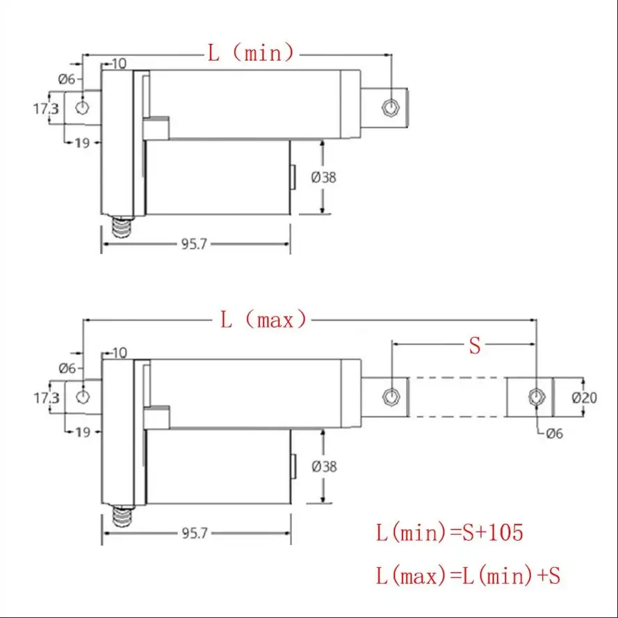 Imagem -04 - Atuador Linear com Suporte Motor Elétrico Curso Drive dc 12v 700n 20 mm 30 mm 50 mm 100 mm 150 mm 20 mm 15 mm s