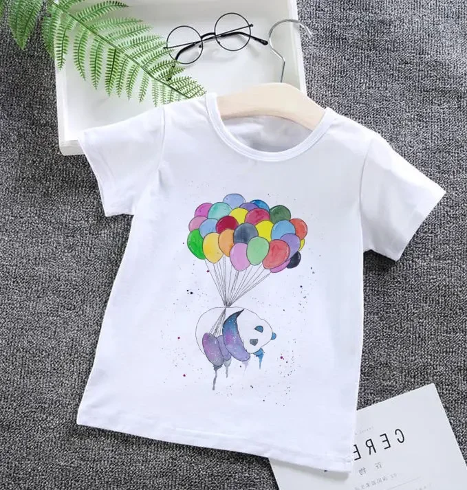 

New Kids Clothes Summer Unisex Boys T Shirts Painted Balloons Plants Flowers Short Sleeve Girls Tshirt 24M-9T Girl Tshirt