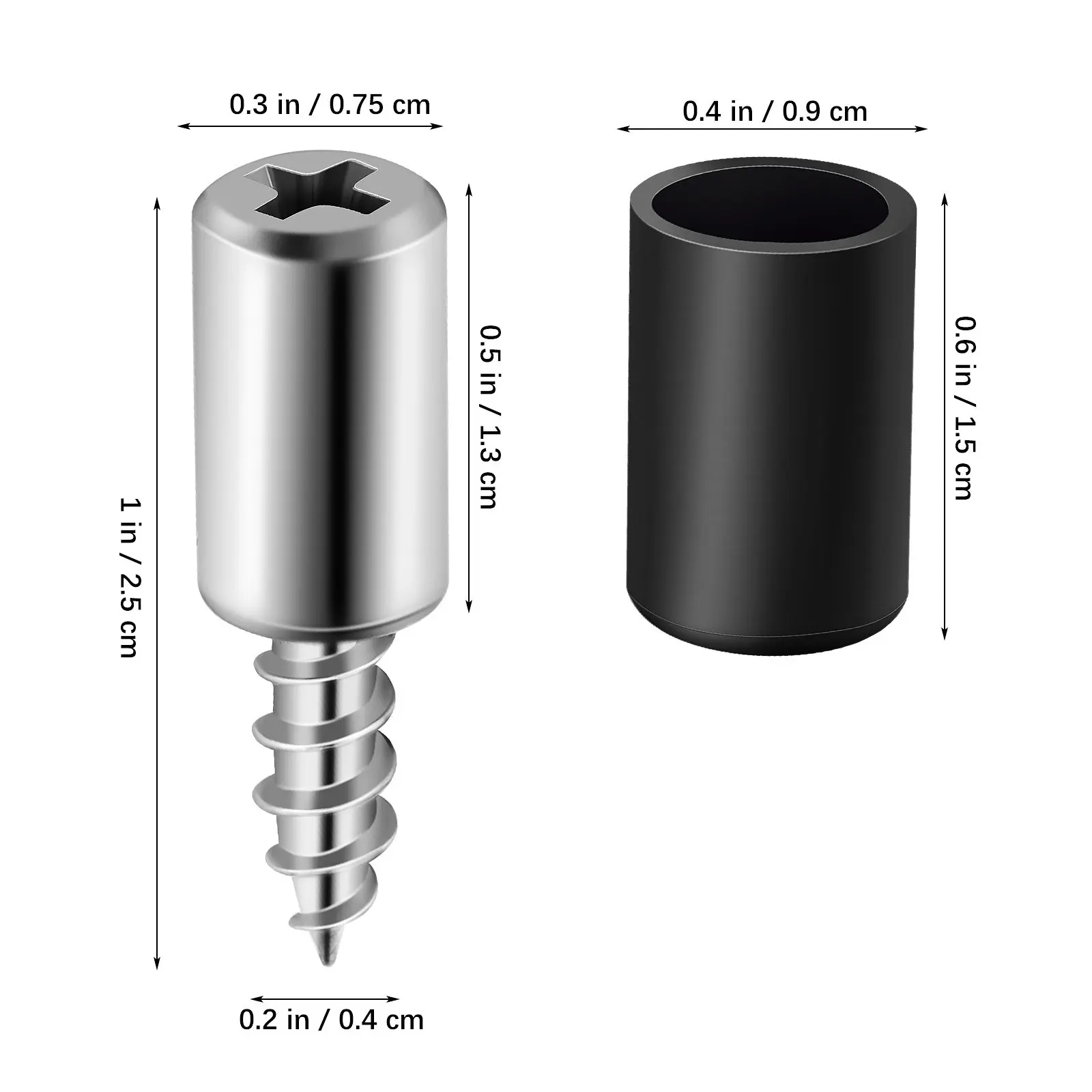 20Pcs Screw Shelf Support Peg Installation Self Screws Holder Pegs Bookshelf For Shelves Cabinet Supports Pins（Chrome And Black）