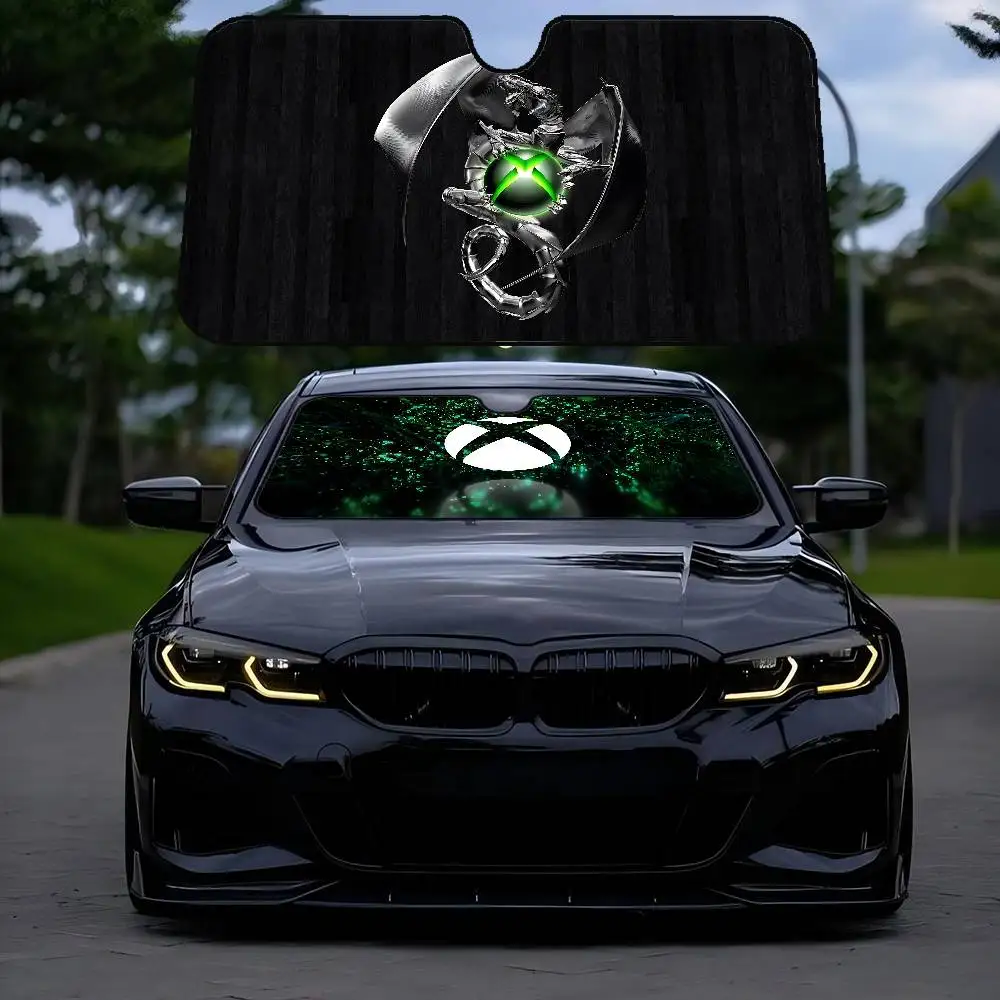 X-Xbox Gamer Logo زجاج سيارة مضحك الشمس الظل طوي الأشعة فوق البنفسجية الشمس قناع حامي ظلة للنافذة الأمامية