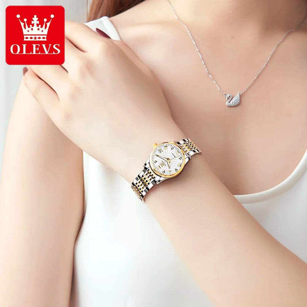 OLEVS Automatic Mechanical Watch for Women Luxury Top Brand Ladies Wristwatch Waterproof Luminous Steel Strap Watches 6630