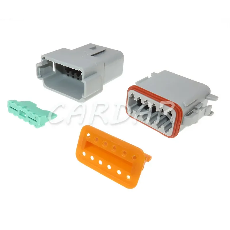 1 Set 12 Pin DT06-12S DT06-12P DT Series Grey Plug Auto Connector Waterproof Electrical Wire Socket AC Assembly For Deutsch