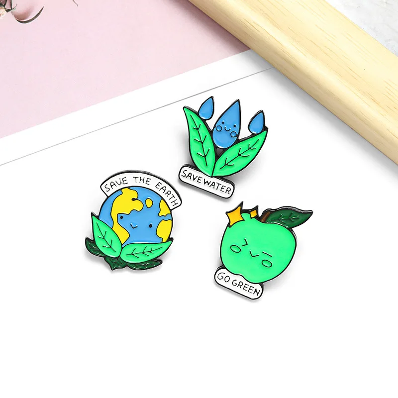 Cute Cactus Enamel Brooch Potted Green Plant Cartoon Apple Crazy Plant Water Saving Metal Badge Jewelry Accessories Lapel pins image 4