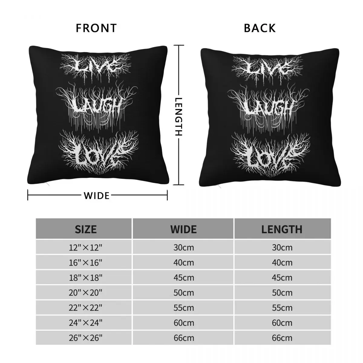 Live Laugh Love Metal Square Pillowcase Polyester Linen Velvet Pattern Zip Decor Pillow Case Car Cushion Cover