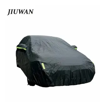 Car cover full exterior black auto cover sun visor dustproof protection with reflective strips universal for Hatchback Sedan SUV