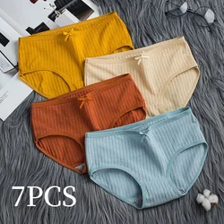 7Pcs/Set Cotton Panties Low Waist Briefs Women Sexy Lingerie Female Underpants Panty Solid Color Breathable Underwear Intimates