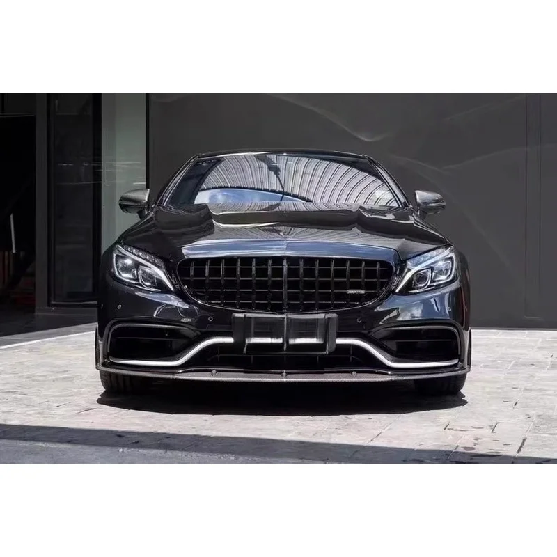 High Quality C43 C63 Style Body Kit Hood Grille Fenders Diffuser Tips Fit For C Class W205 Coupe 2015+ Upgrade