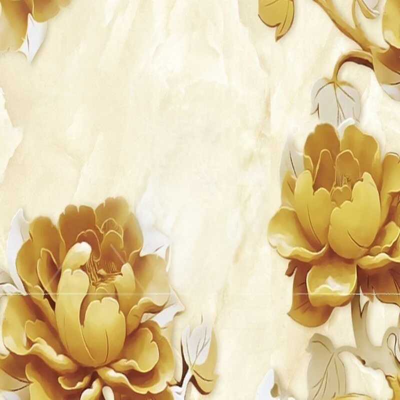 

3D stereoscopic peony marble TV luxury home bedroom background wall