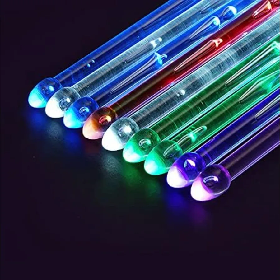 

Rechargeable 15 Color Changing LED Light Up Drum Sticks with Storage Bag Glow in the Dark Plastic Drumsticks for Adults Persona