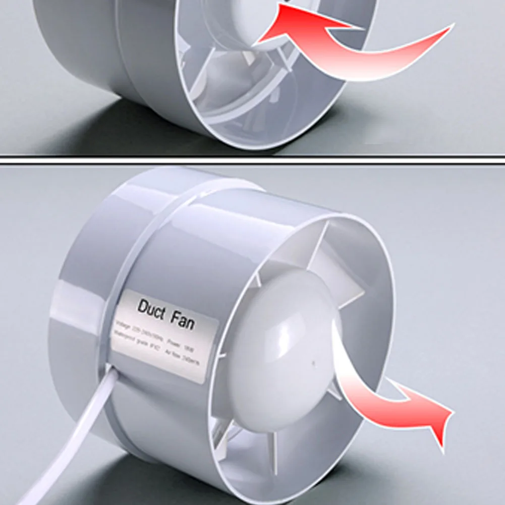 Inline ventilador do duto para fontes do banheiro, tubo de escape, exaustor, ventilação do teto, 220V, 4 polegadas