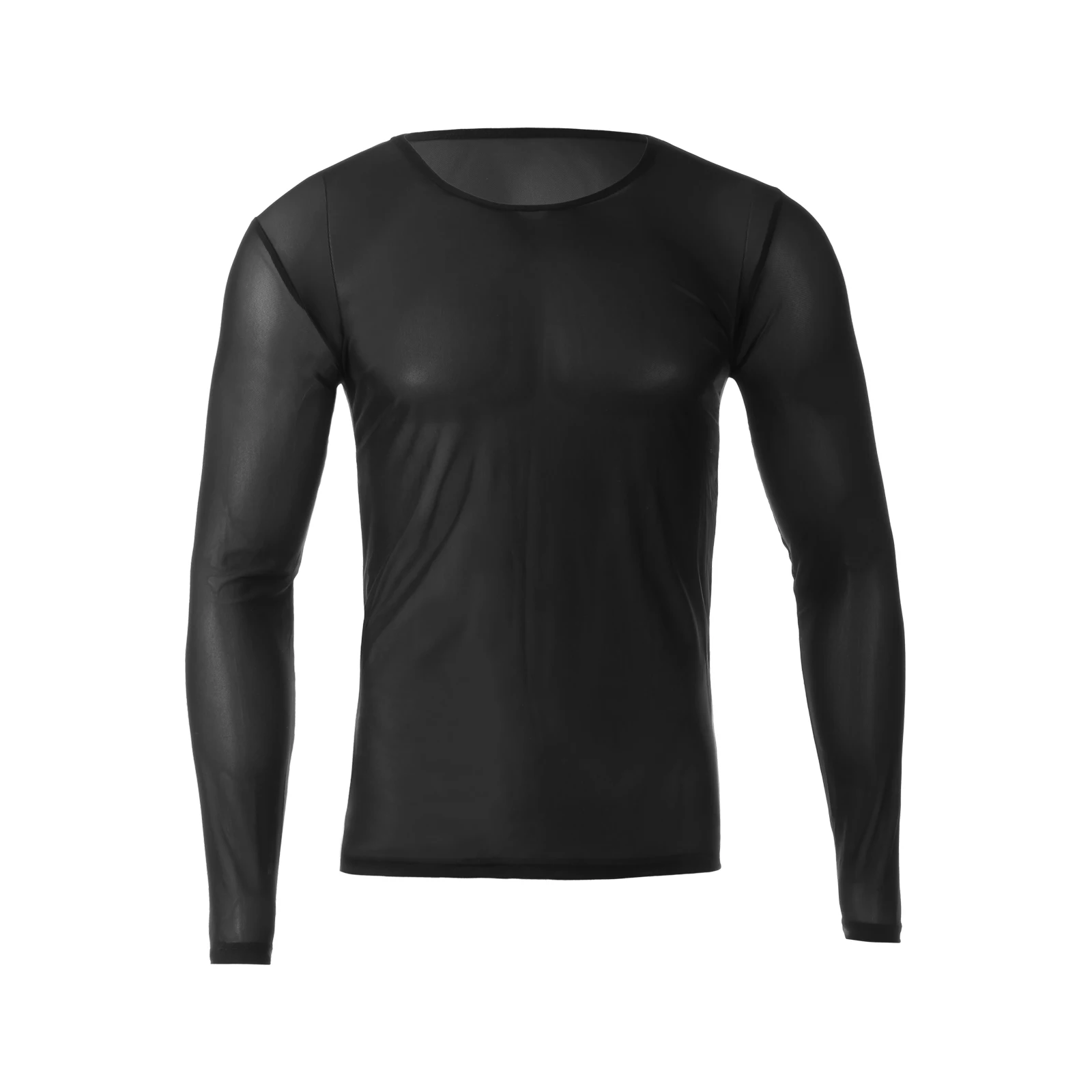 Einzigartiges Sexy Transparentes T-Shirt für Männer Durchsichtiges Herbst-Langarmshirt Unterhemd Frühling Slim Casual T-Shirts