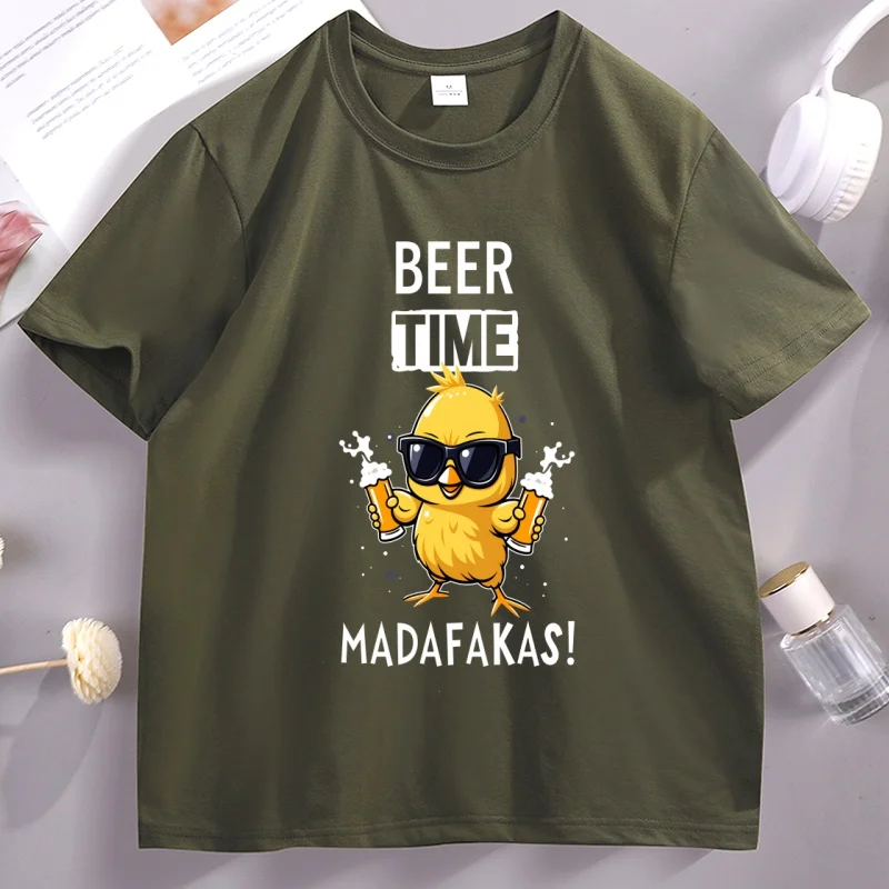 Beer Time Madafakas T-shirt Funny Meme Unisex t Shirt Beer Humor Party Tee Drinking Humor cotton short sleeve tshirt loose tops
