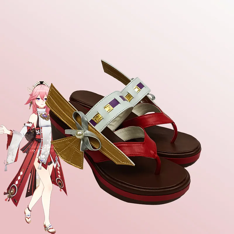 De Genshi Impact Cos Yae Miko Cosplay Japanse stijl aanpassen Dames Hoogte Toename Schoenen B