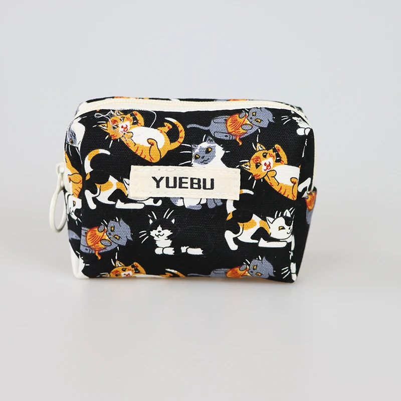 محفظة عملات معدنية لطيفة على شكل قطة، حامل بطاقات، حقيبة سماعة الرأس، سحاب إغلاق، مدمج ومحمول