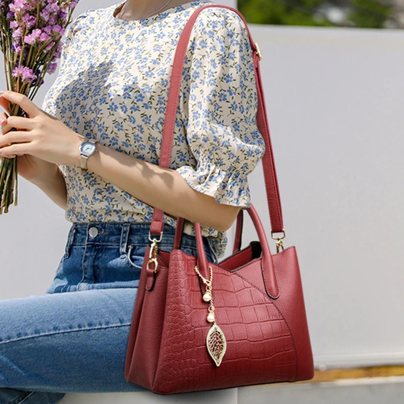 Genuine Brand Soft Leather Handbags High Quality Crocodile Pattern Women Crossbody Shoulder Bags 2023 Sac Casual Tote Bag Bolsos