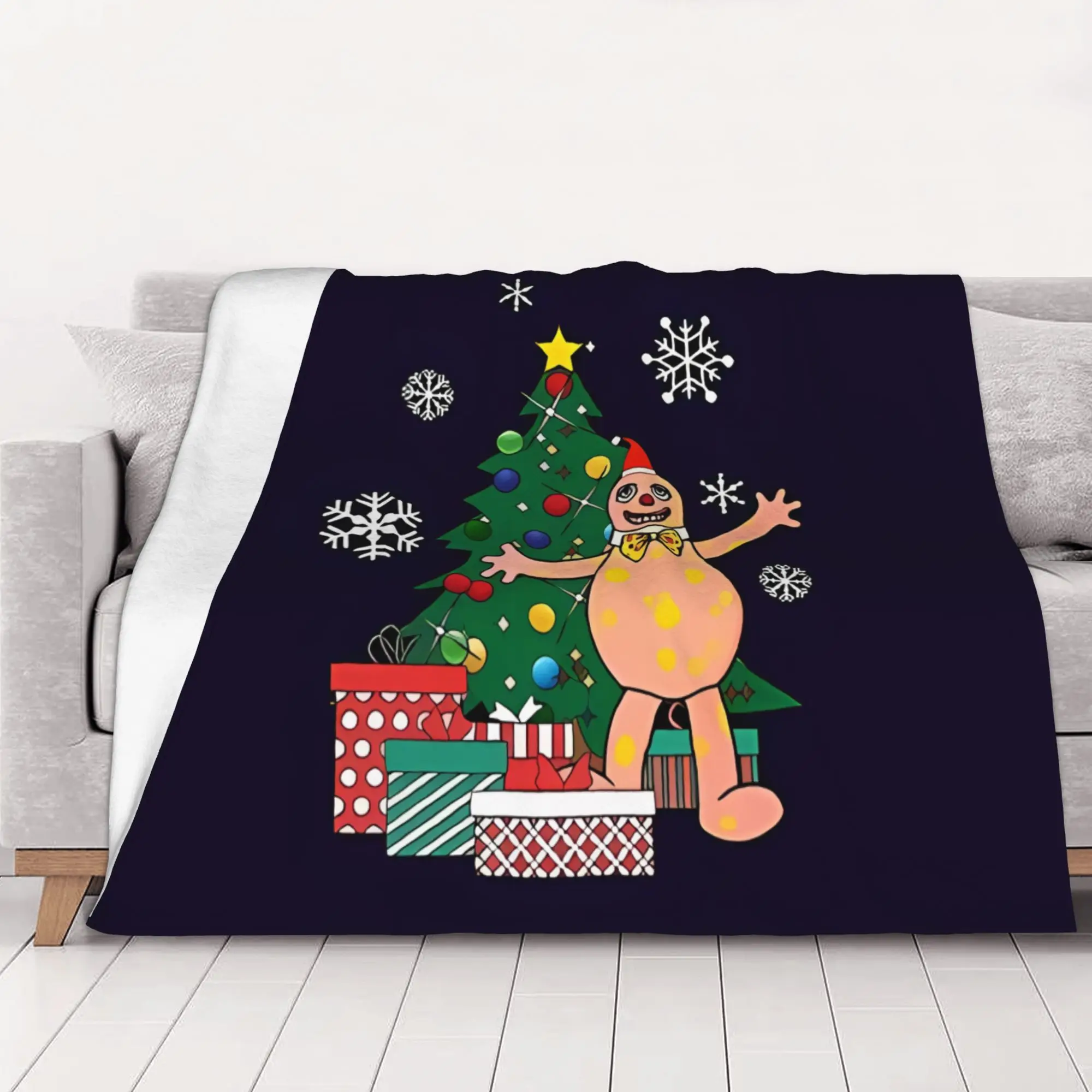 1PC home Cute Room Decor Classic Christmas Blanket Throw Blanket Mr Blobby Novelty Warm Blanket All Season