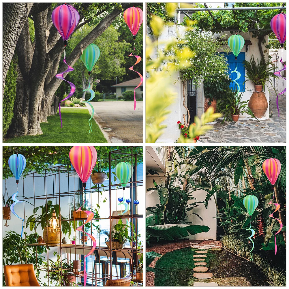 

2pcs Hot Air Balloon Hanging Decorations Colorful Spinners Outdoor Yard Pendant Balloon Ornament Decorative Garden
