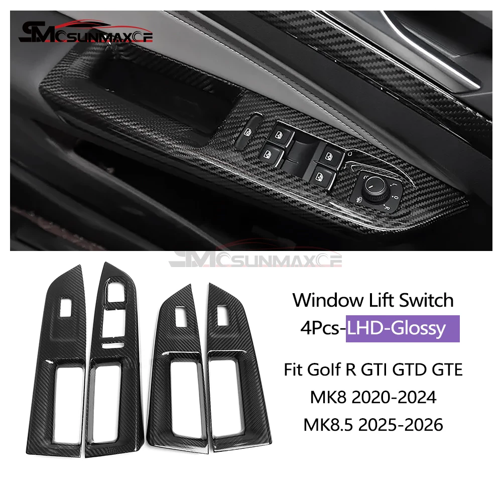 Interieurkit van carbon fiber voor Golf R GTI GTD GTE Golf 8 MK8 Golf 8.5 MK8.5 2020-2026, dashboard, centrale bediening, raamschakelaarpaneel