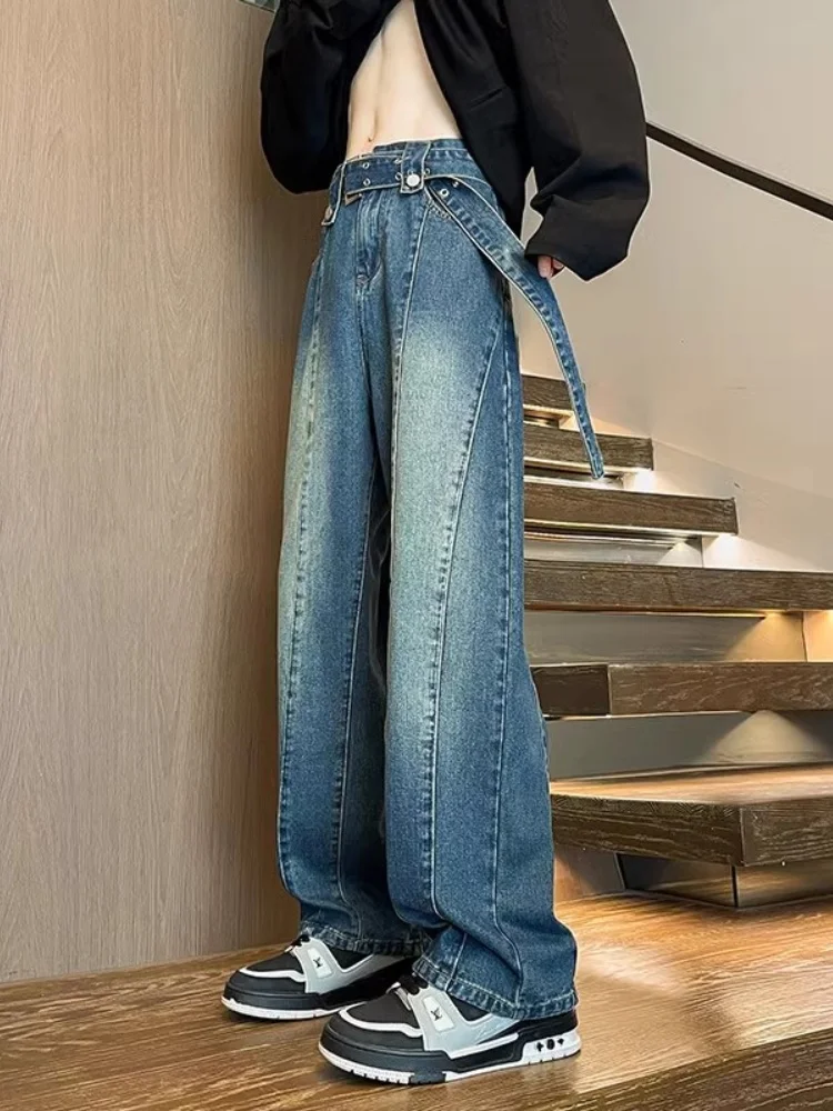 

Men's Straight Leg Jeans High Street Cleanfit Loose Drapey Floor-Length Pants Autumn New Arrival Casual Wear Youth Trend