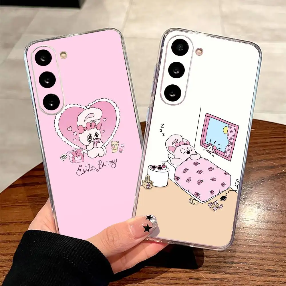 E-Esther Bunny Pink   Phone Case For Samsung A25 A15 A05 A54 A34 A24 A14 Transparent Silicone Phone Cover