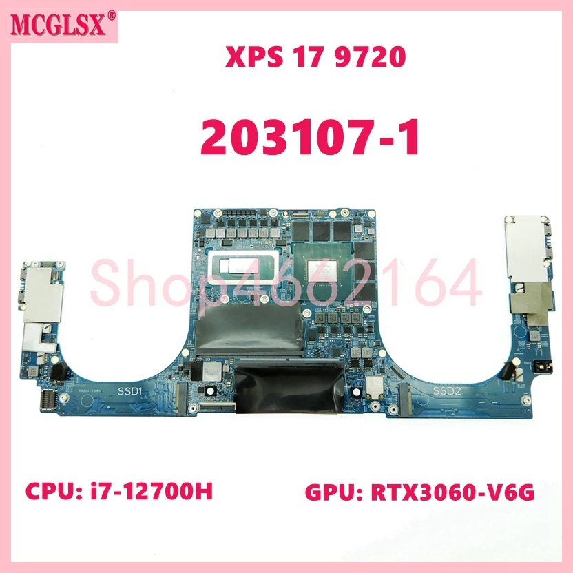 

203107-1 With i7-12700H CPU RTX3060-V6G GPU Laptop Motherboard For Dell XPS 17 9720 Mainboard CN 0KNF8J