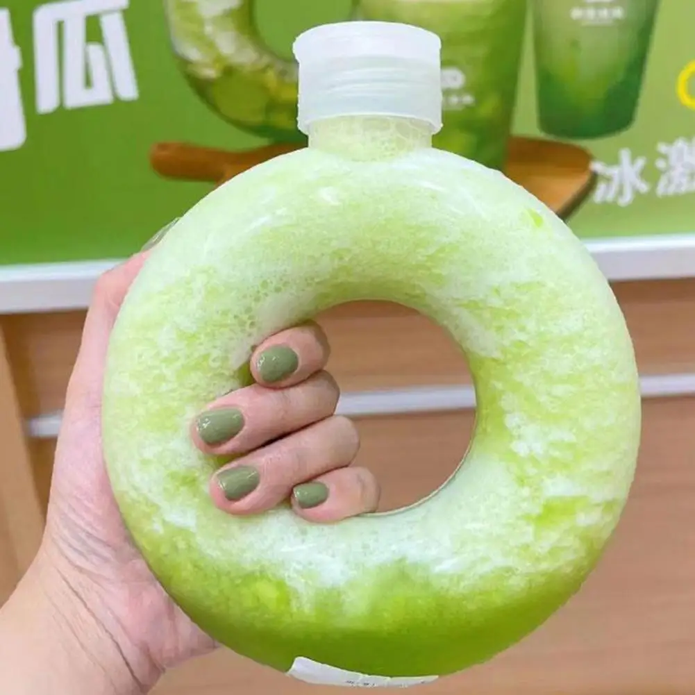 500ML/350ML Cute Donut Water Bottle Handle Ring Women Girls Travel Cup Transparent Drinking Bottle