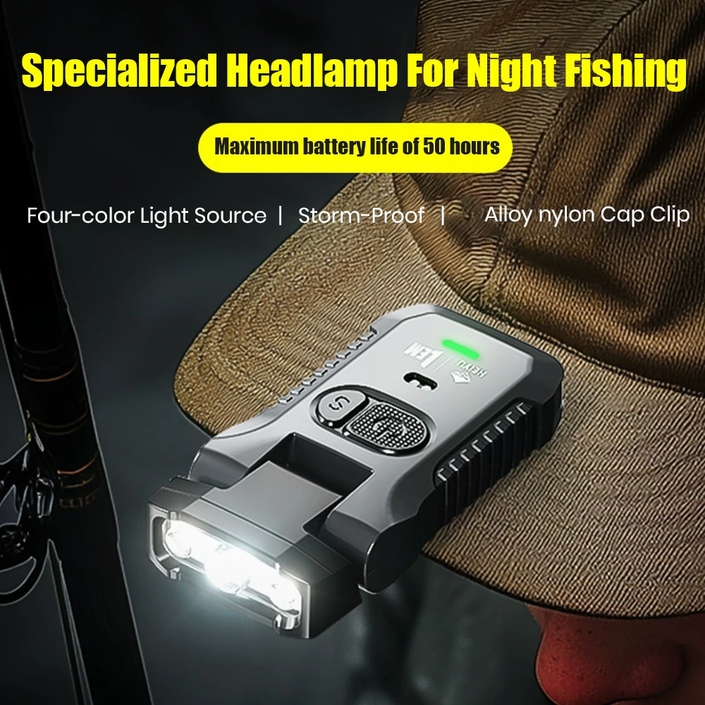 170° Rotatable Rechargeable Fishing Headlight 1300mah EDC Sensor USB C Powerful LED Lamp with Infrared Switch for Night Fishing