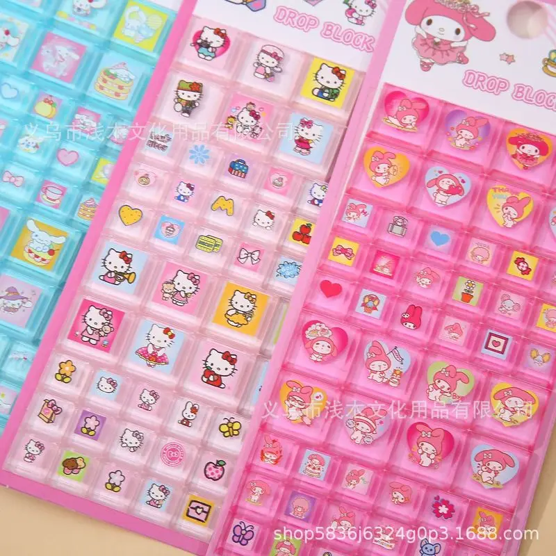 40pcs Japanese Cartoon 3d Crystal Square Stickers For Children Rewards Diy Mobile Phone Case Decoration Toy Stickers Gifts Whole