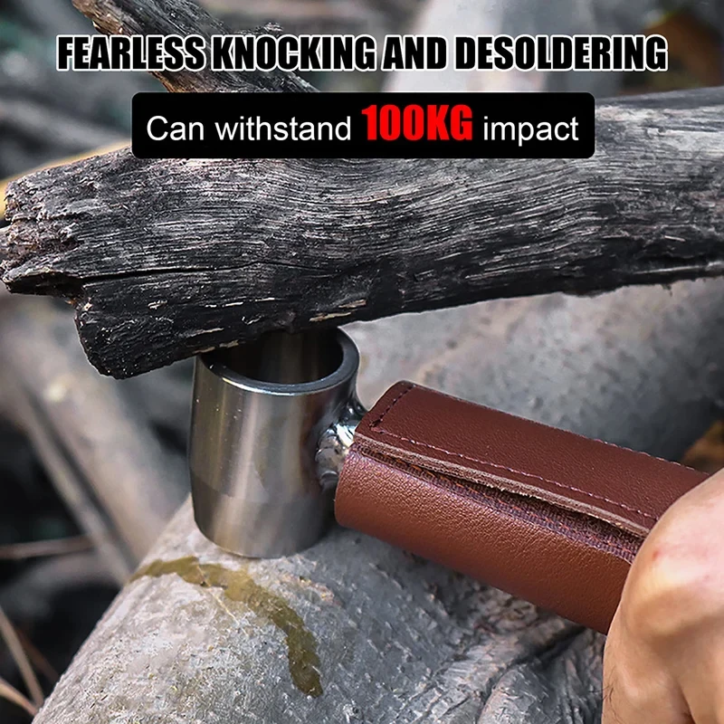 Hand Auger Wood Drill with Leather Case Mini Manual Wood Drill Multifunctional Outdoor Wood Punch Tool for Camping Building