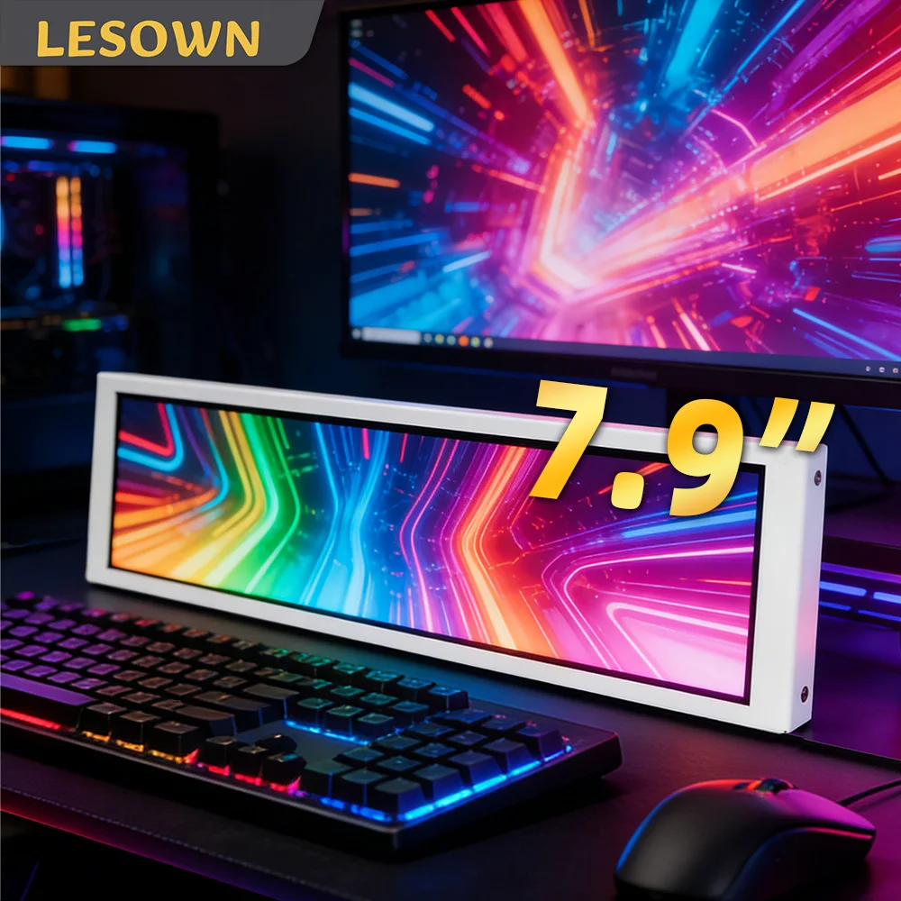

LESOWN Compact Bar Display 7.9 Inch Portable 400x1280 Stretched Strip External Secondary Monitor for Laptop Mini Extended Screen