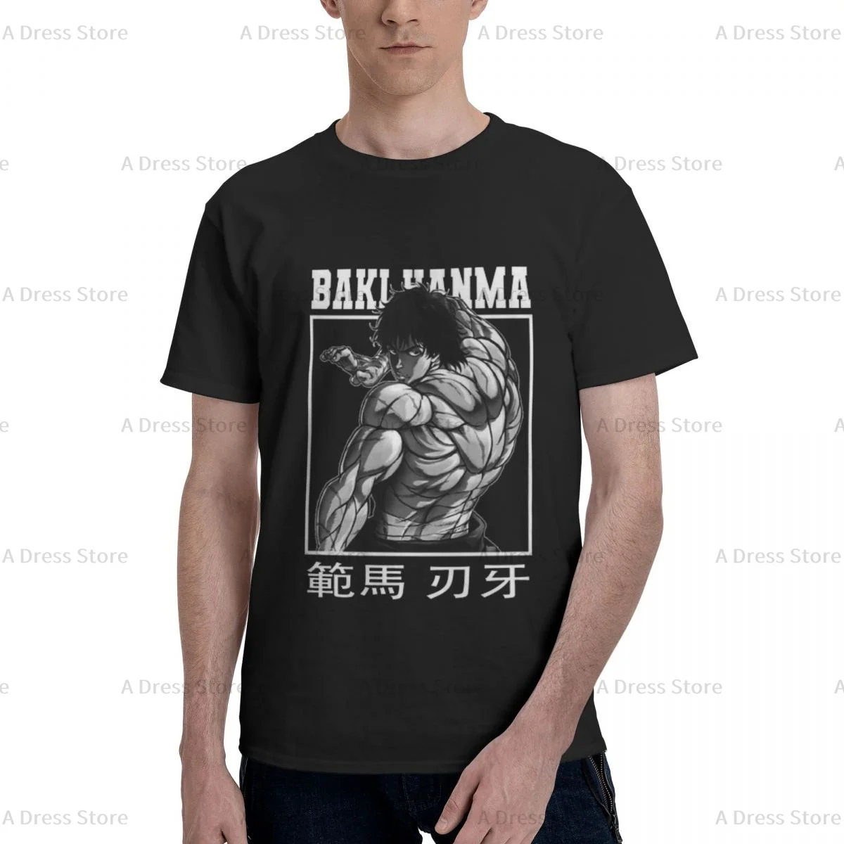 Baki Hanma The Grappler Heren T-shirt met ronde hals, ins-stijl, Oversized print T-shirt, T-shirt met korte mouwen rond cadeau