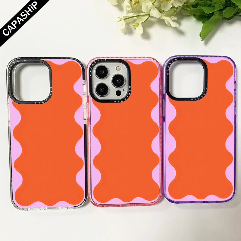 Hot Ins Orange Wavy Clear Case For Iphone 16 Pro Max Silicone Soft 16 Plus 16Pro Shockproof Cover