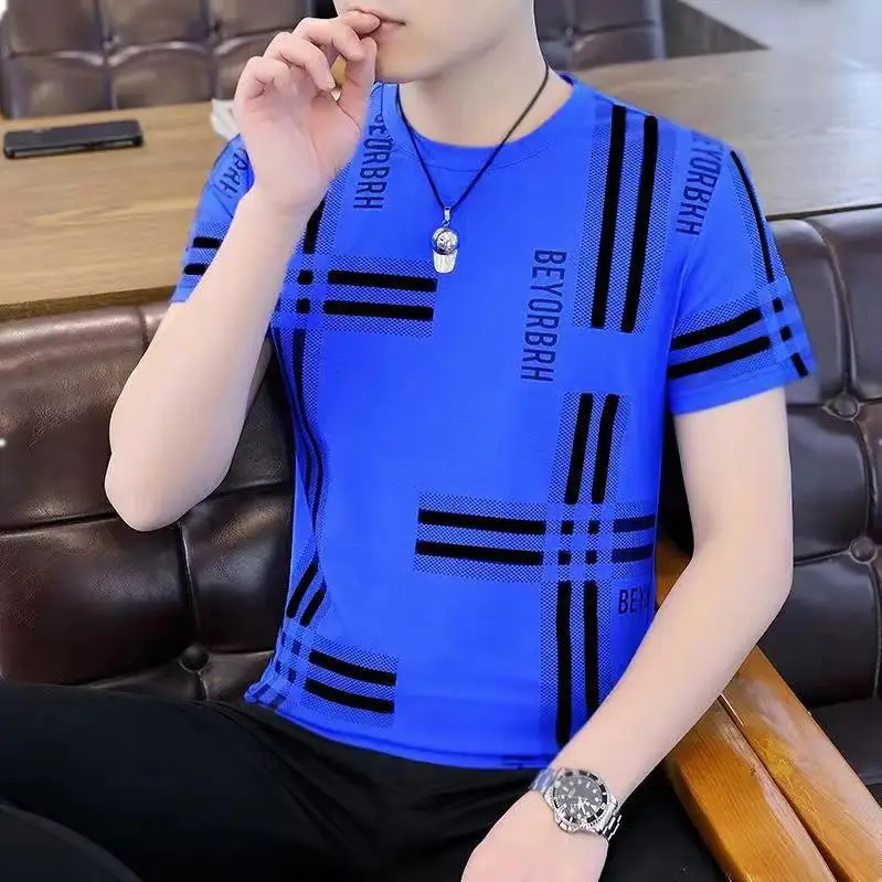 Trendy Ice Silk Men's ort Sve T-irt Thin Summer f Sve Body T-irt 2025 New Summer Wear for Teenagers Polyester ...