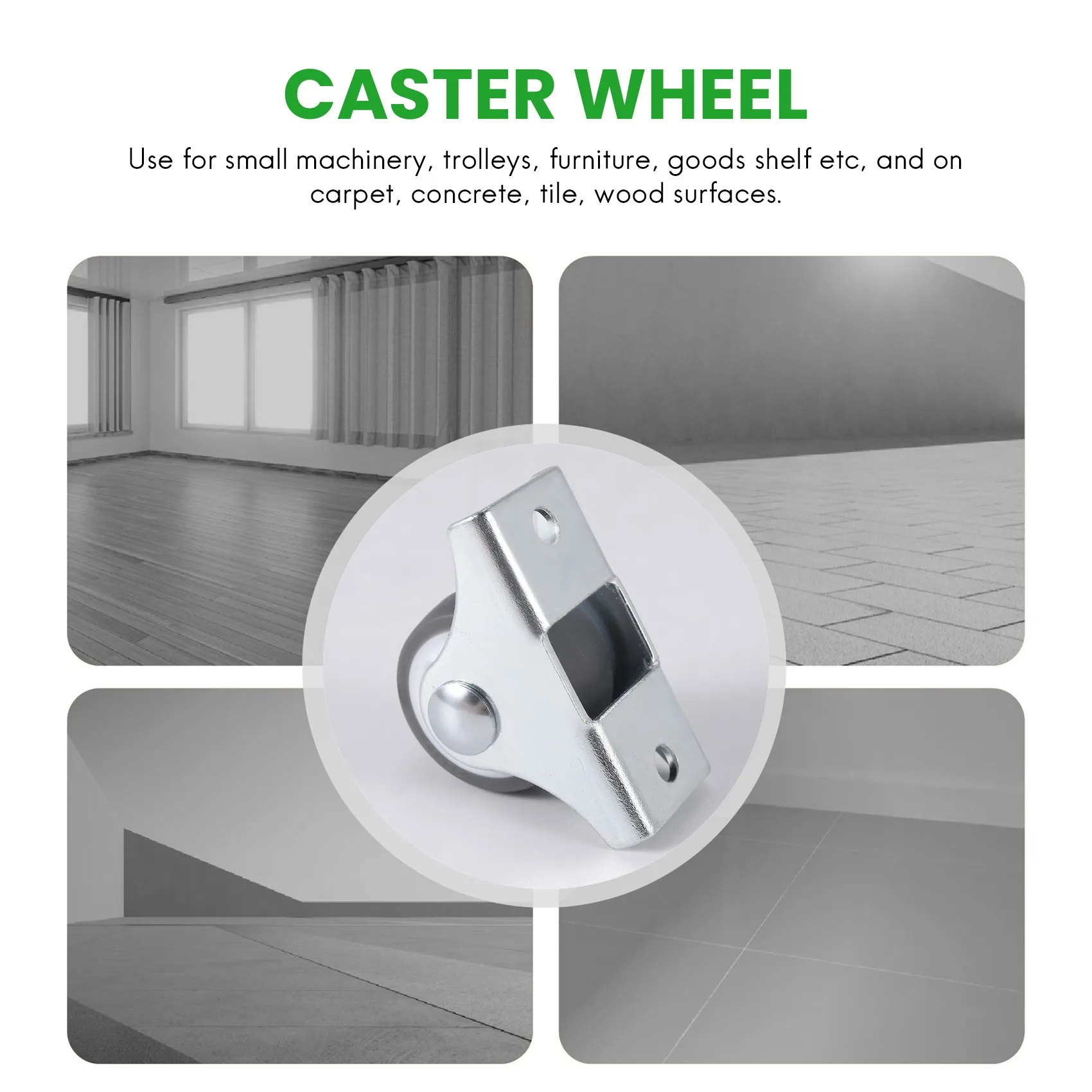 ABLG & 8PCS TPE Caster Wheels Duty Fixed Casters with Rigid Non-Swivel Base Ball Bearing Trolley Wheels Top Plate 1 Inch