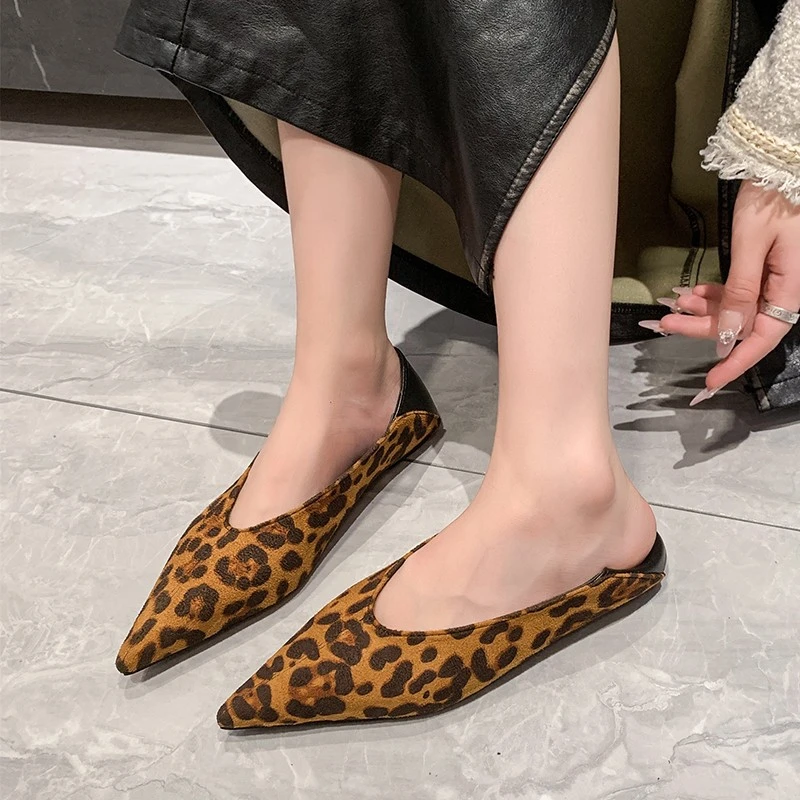 

Leopard Print Flat Shoes Autumn New Pointed Toe Shallow Suede Slip-on Soft Sole Non-slip Wear-resistant Single Shoes