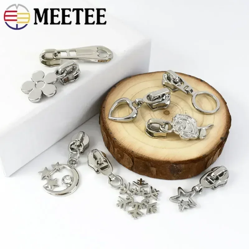 10 قطع 5 #   سحاب معدني المتزلجون لسحابات النايلون بواسطة متر حقيبة الخياطة السحابات تسحب محفظة الرمز البريدي رؤساء طقم تصليح DIY الملحقات