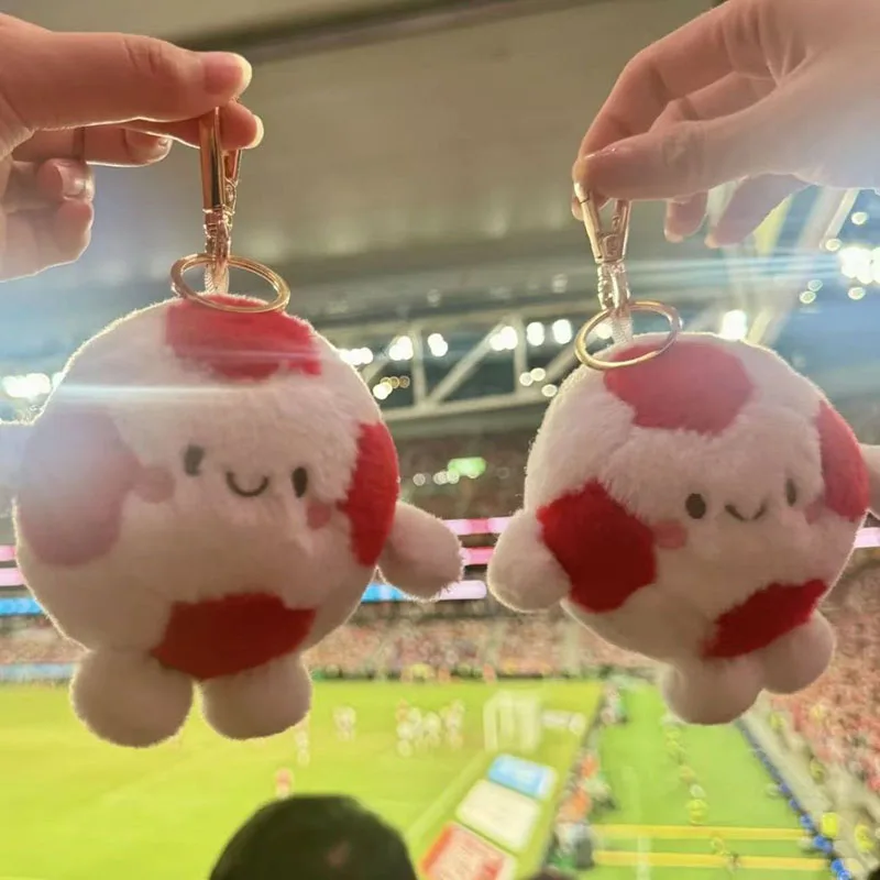 

Cute Soccer Ball Plush Keychain Stuffed Football Toy Bag Charm Adorable Smiling Soccer Ball Plushie Pendant for Handbag Kid Gift