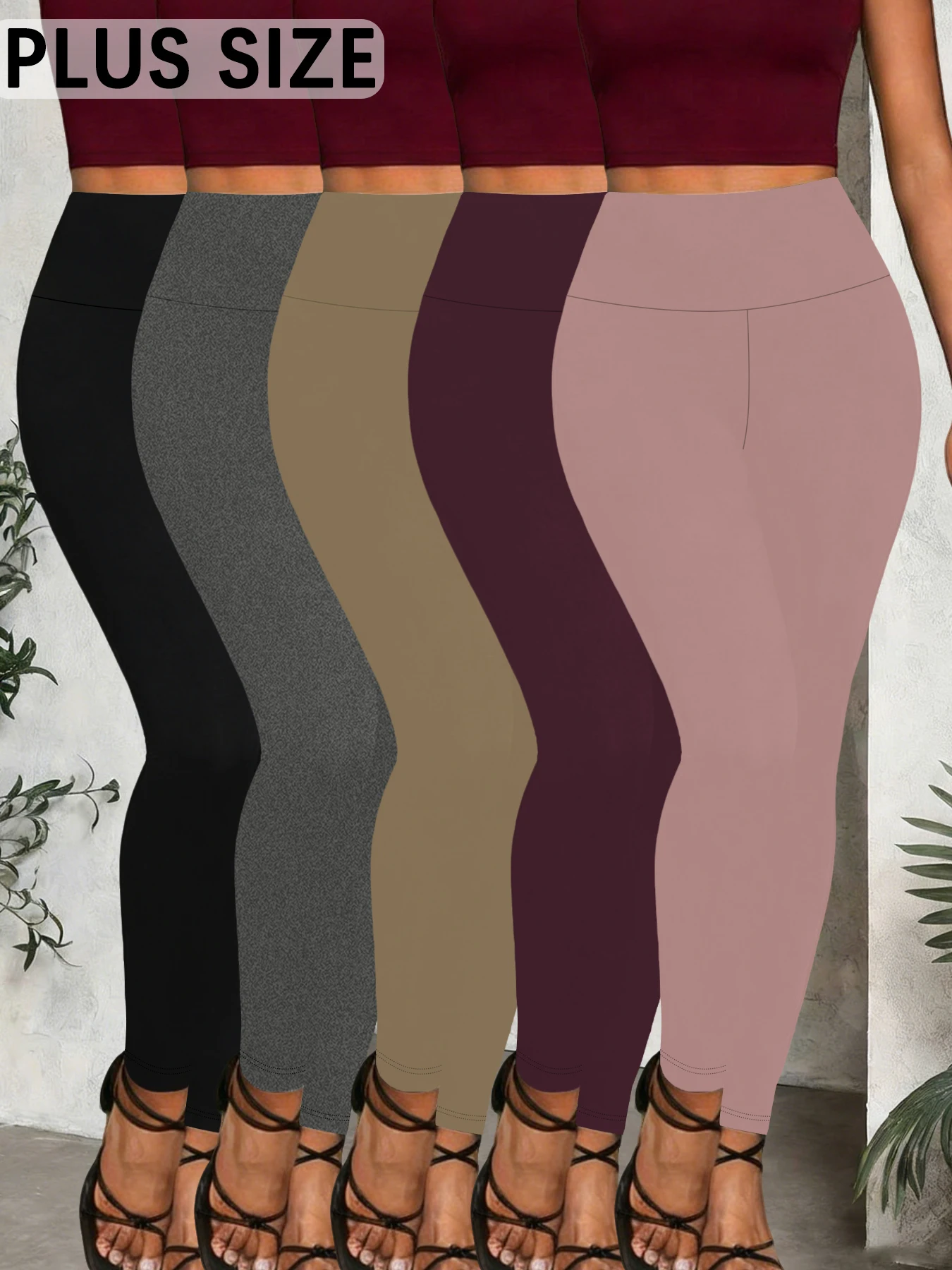 Paquete de 5 Leggings de Cintura Alta Súper Suaves para Mujer, Tallas Grandes, Ideales para Entrenamiento, Yoga, Correr y Ropa Casual Cómoda para Estar en Casa