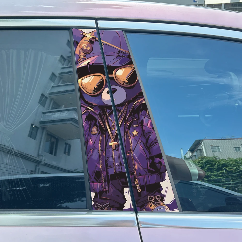 

1Pair/2pcs Cool Bear Car Stickers Auto B-pillar Car Center Column Decoration Cover Scratches Waterproof Decals