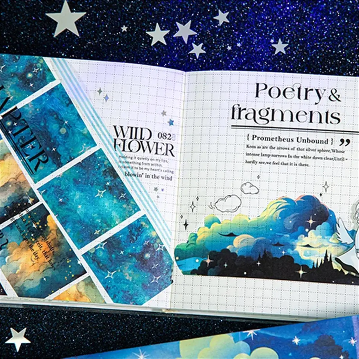 'Starry ' Series - 6 Rolls of Silver Starry Star Themed Washi Tape Set